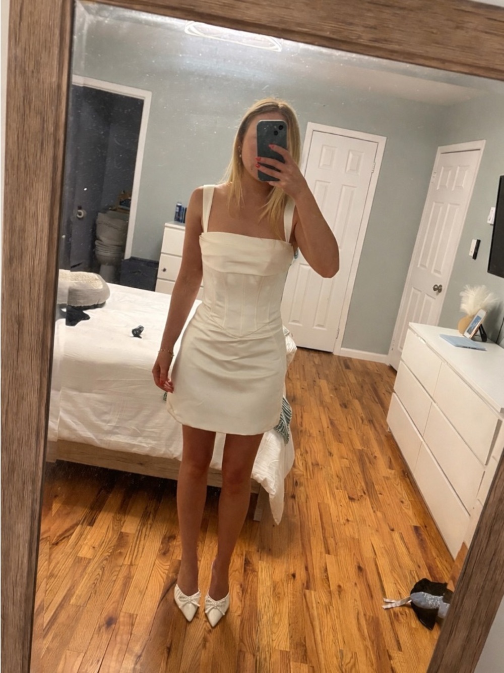 Meshki White Mini Dress with Structured Bodice - Picture 4 of 4